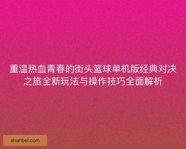 重温热血青春的街头篮球单机版经典对决之旅全新玩法与操作技巧全面解析