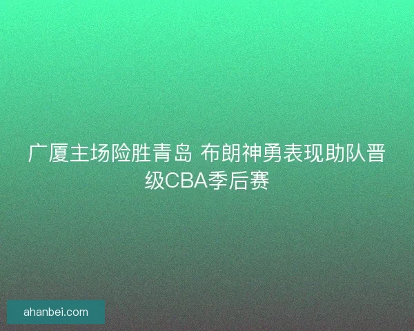 广厦主场险胜青岛 布朗神勇表现助队晋级CBA季后赛
